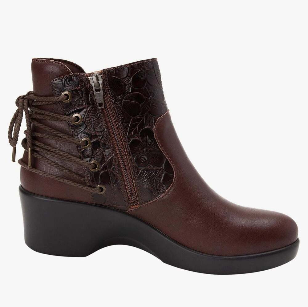 New Alegria Stevee Side-Zip Ankle Boot in Cute Stuff Cocoa Size 36 or US 6-6.5